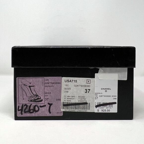 Chanel Mauve Suede Platform Sandals with Interlocking Logo- Size 37 - Picture 10 of 11